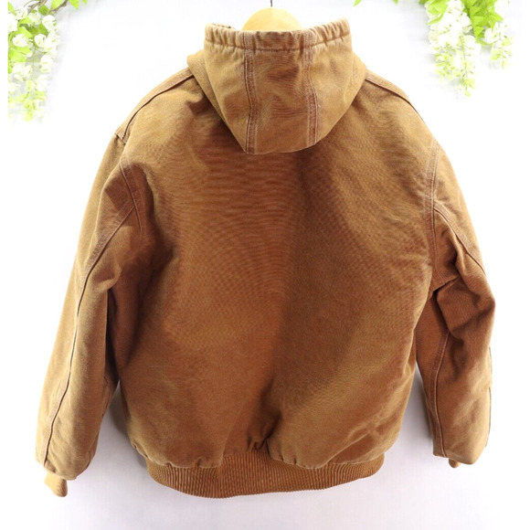 Carhartt Men's Work Jacket Hooded Canvas Washed Duck Quilted J130 Sz L - Picture 2 of 10